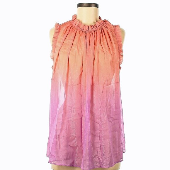 Maison d'Amelie Womens XS Sleeveless Top Metallic Pink Purple Ruffle Girly - Picture 1 of 6